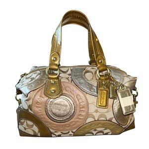 Coach Pieced Patchwork Ashley Tote coach F15474 Gold RARE Y2K Signature